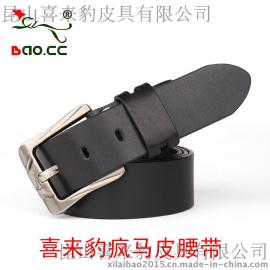 喜来豹疯马皮腰带男纯头层真皮皮带男式新款裤腰带