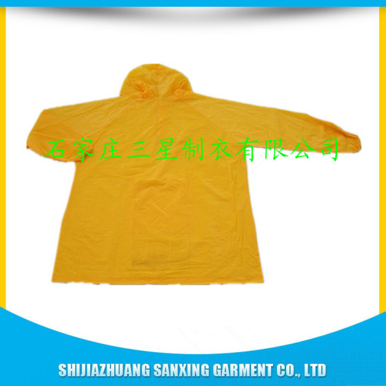 三星工厂生产PVC成人雨衣，套头带帽雨衣