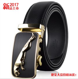 阿玛狼 地摊皮带批发义乌男士自动扣腰带豹子头扣青年商务裤带现货批发