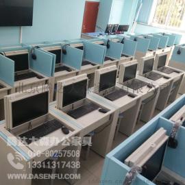 屏风升降双人位电脑桌液晶屏风升降考试桌电动升降屏风桌
