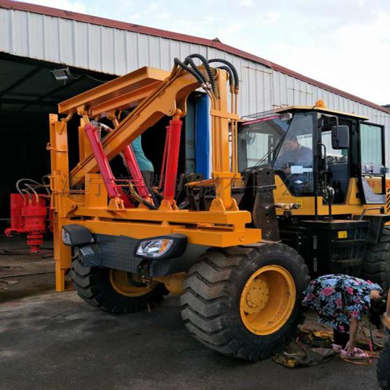 铲车式护栏打桩机 公路护栏液压打桩机 铲车改装打桩机