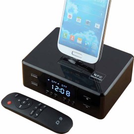 厂家直销MOZUO D9蓝牙音箱闹钟播放器NFC收音机 智能安卓手机通用充电底座