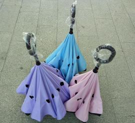 反向伞 厂家直销汽车雨伞可站立可持式C型双层直杆伞定制广告雨伞 可印制llogo印字