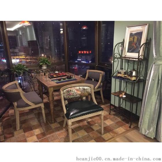 胡桃里餐厅实木餐椅 美式复古做旧工业风家具
