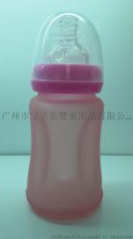 oem代工-BPA290-1耐摔包胶钛晶玻璃奶瓶