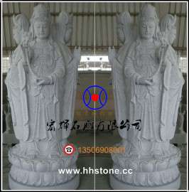福建花岗岩四面观音 石雕三面观音