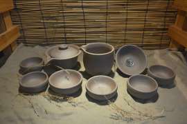 2016年新款天然古朴粗陶纯手工功夫茶具套装盖碗公道茶杯茶盏