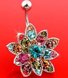 肚脐环彩色花形1.6MM