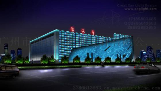 城市体育馆建筑夜景动画设计