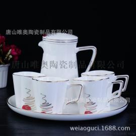 骨质瓷茶具套装 冷水壶茶壶 茶杯 定制礼品装 加logo