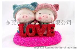 70105-LOVE猪情侣 河南石膏像白坯娃娃公仔批发