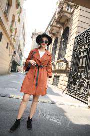 2017新款风衣女秋潮牌大衣女装批发 品牌折扣尾货女装库存走份清仓