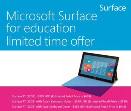 微软向全球学校折价售Surface 
