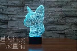 外贸新款侧脸猫创意LED七彩视觉灯 深圳批发3D立体氛围礼品小夜灯