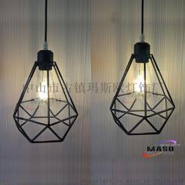 美式LOFT复古工业风铁艺钻石吊灯现代北欧创意艺术酒吧书房餐厅MS-P6005