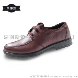 斯帝兰头层牛皮圆头商务软底男鞋