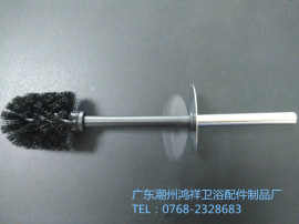 潮州鸿祥卫浴配件两截式塑料刷杆+不锈钢刷杆+不锈钢圆形镜面马桶垫刷毛