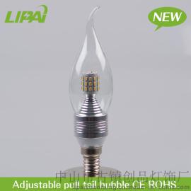 LED调光蜡烛灯泡 4W5W蜡烛泡 可调光e14螺口LED蜡烛泡 led灯泡