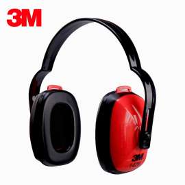 3M 1426 经济型耳罩ABS合成泡棉仿皮衬垫降噪红黑色款