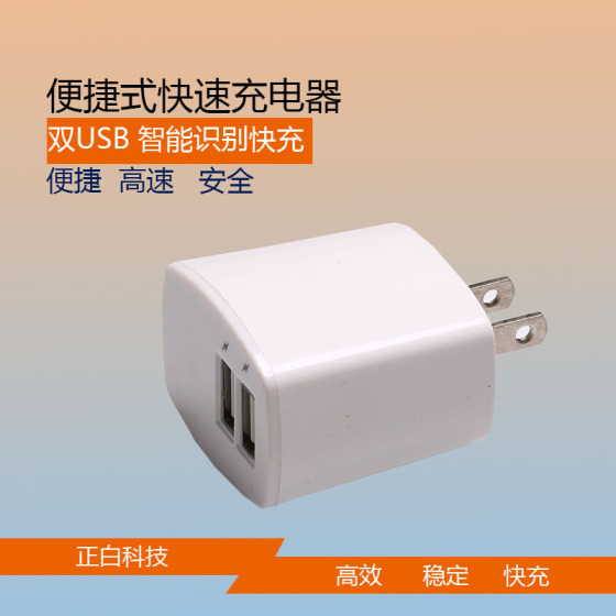 批发正白双USB苹果充电器 直充手机充电器