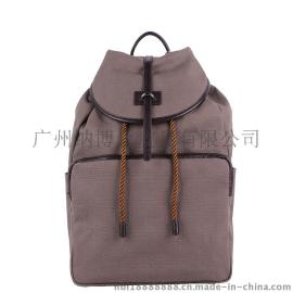 男女帆布双肩包情侣包抽带式背包