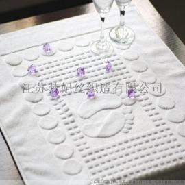 梦妃丝毛巾厂家定制纯棉白色32股提花酒店地巾加厚防滑小脚丫地巾