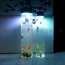 2-3米高圆形鱼缸,玄关鱼缸,观赏水族箱,全透明鱼缸
