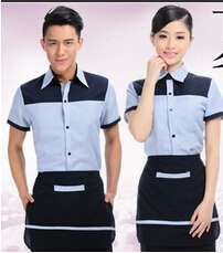 西餐厅火锅店饭店餐饮工作服夏装 服务员服装