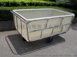 供应兴优力牌牛仔染色推布车，漂染厂用方形PE落布车，耐撞击纺织染纱车
