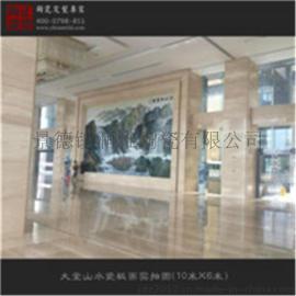 高档手绘大型山水瓷板画订制厂家