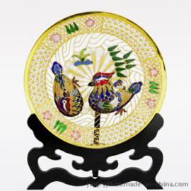 京锐景泰蓝8寸花丝鸳鸯盘