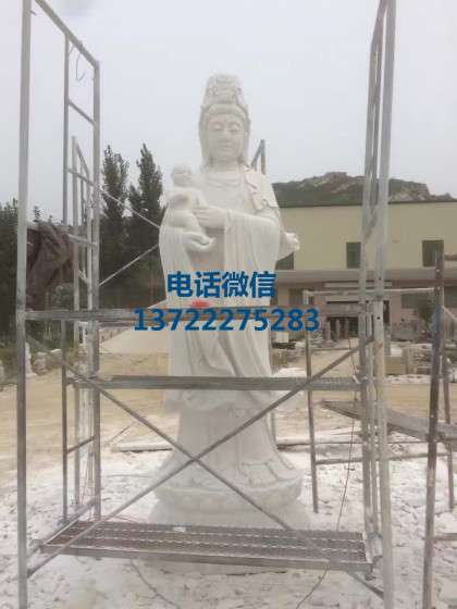 专业加工石雕观音站佛像汉白玉滴水送子观音摆件