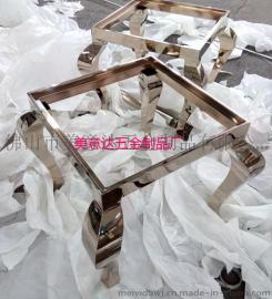 玫瑰金不锈钢茶几  KTV不锈钢发光茶几  不锈钢边几