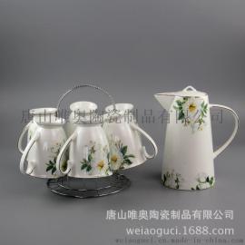 厂家批发骨质瓷水具套装 木棉花皇室茶水杯 定制陶瓷礼品茶具套装