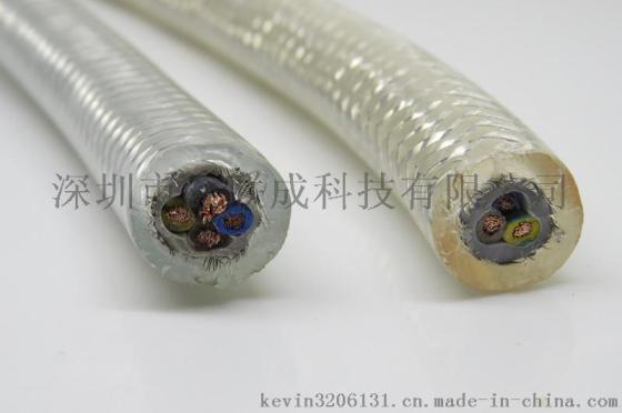 耐高温耐压耐油耐寒双护套镀锡铜网编织透明电缆 压铸机透明电缆