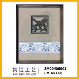 集恒实物画立体画手工画水墨中式高级会所样板房必备星级酒店挂画SM00406001