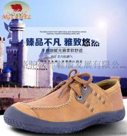 供应美国骆驼MG CAMEL头层牛皮英伦圆头系带青年休闲男鞋