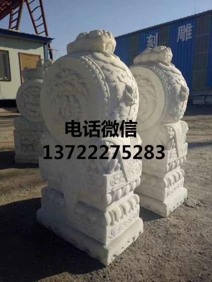 汉白玉精雕门墩，汉白玉石狮子抱鼓石价格