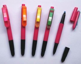 供应4合1荧光笔 带便签纸触屏四合一圆珠笔