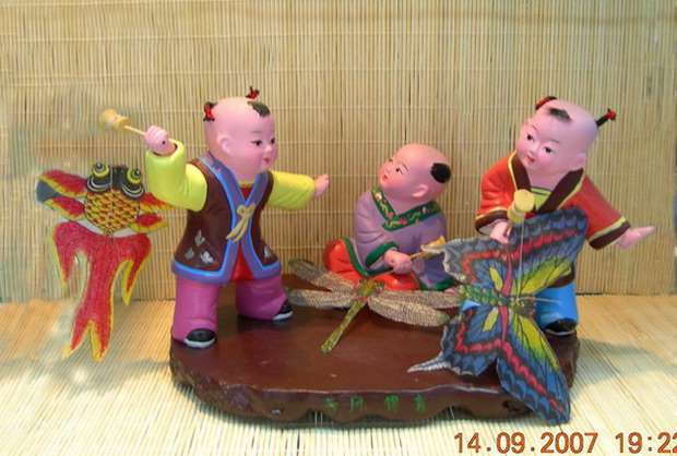 泥塑彩绘手工艺品-春风得意