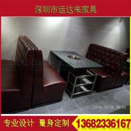 卡座沙发定制批发 高端超纤皮火锅沙发 餐厅卡座直销厂家