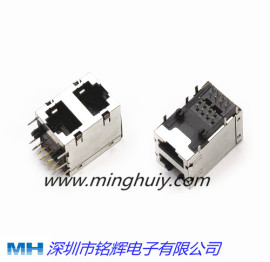 厂家供应RJ45插座2x1屏蔽