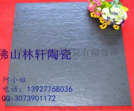 纯黑色全瓷通体 600*600 哑光凹凸防滑地板砖 仿古砖