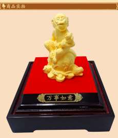 福缘工艺品猴年绒沙金摆件商务礼品家居饰品