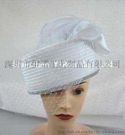 YRSM14107布条帽wedding bridal satin ribbon church race hat