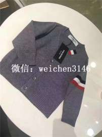 欧美高端男童装亲子装V领条纹羊绒针织开衫外套