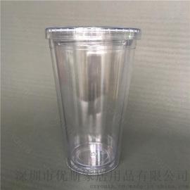 Youth供应450ml双层环保BPA FREE塑料水果杯吸管杯 TRITAN吸管杯