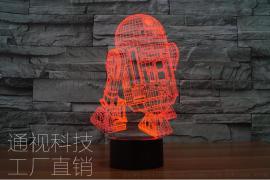 外贸新款星球大战R2D2-B节能LED视觉错觉灯 送友礼物 3D立体灯