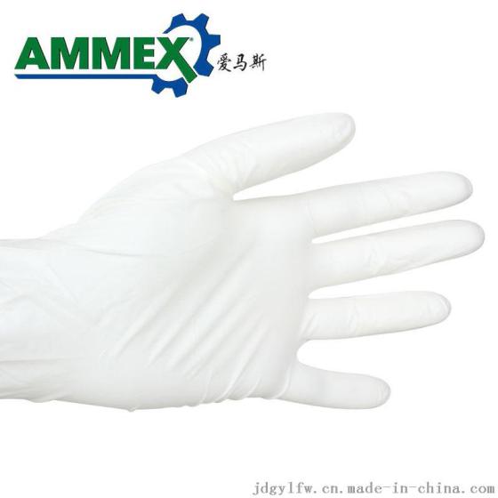 爱马斯AMMEX一次性医用橡胶检查手套工业实验检查橡胶白手套 TLFCVMD 100只/盒 乳白色 S/M/L