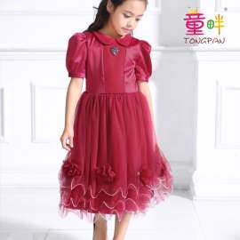 童畔T0021B高贵女童儿童礼服奢华花朵钻石裙